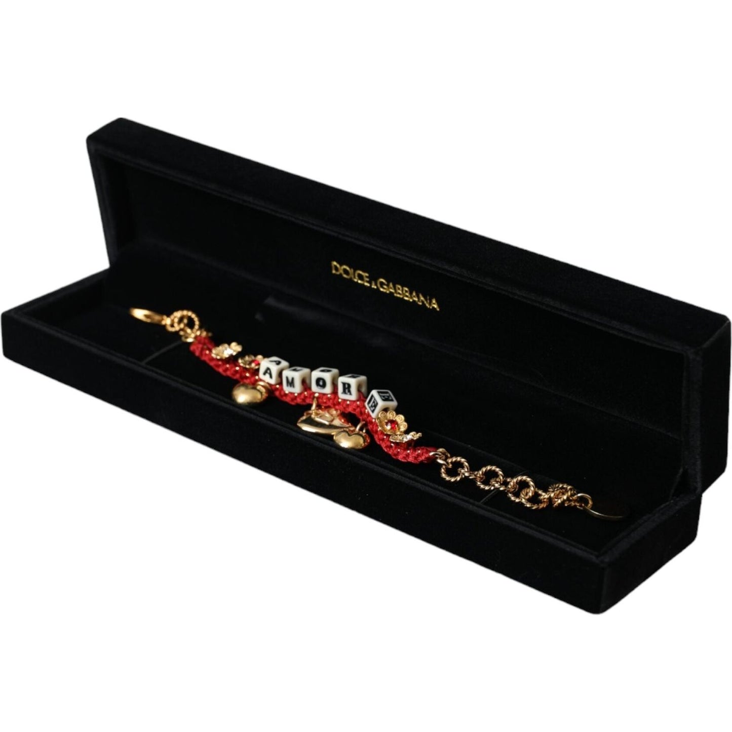 Dolce & Gabbana Gold Tone Brass Chain AMORE Fashion Bracelet Dolce & Gabbana