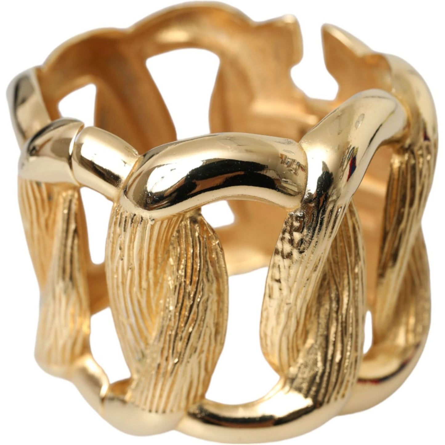 Dolce & Gabbana Gold Tone Vintage Clamper Twisted Loop Bangle Bracelet