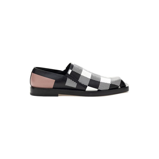 Burberry Black And White Leather Flat Shoe Burberry