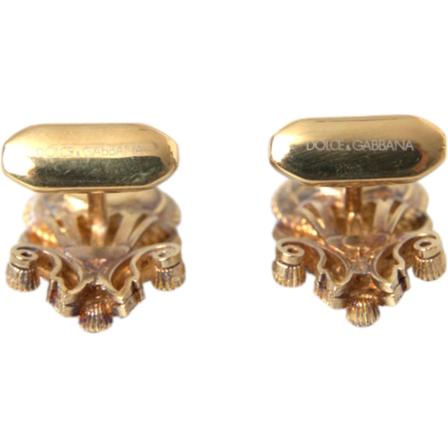 Dolce & Gabbana Gold Tone 925 Sterling Silver Crystal Cufflink Dolce & Gabbana