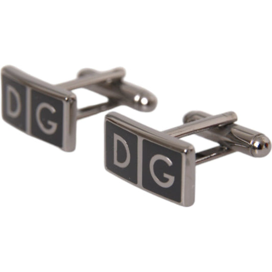 Dolce & Gabbana Silver Plated Metal Brass DG Logo Pin Cufflinks Cufflinks Dolce & Gabbana