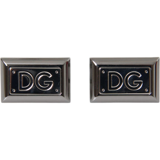 Dolce & Gabbana Silver Plated Metal Brass DG Logo Pin Cufflinks Cufflinks Dolce & Gabbana