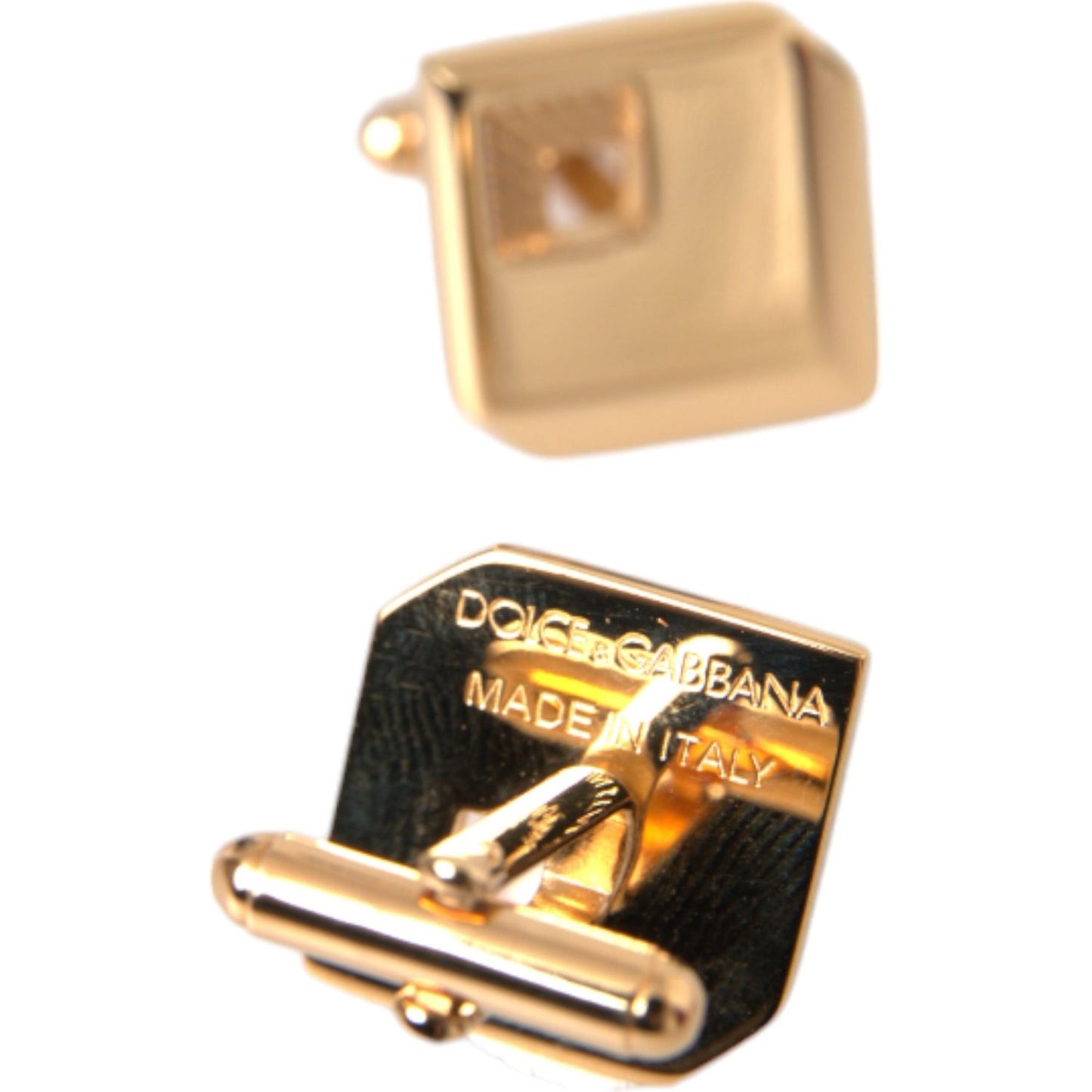 Dolce & Gabbana Gold Plated Metal Brass Square Pin Cufflinks Dolce & Gabbana