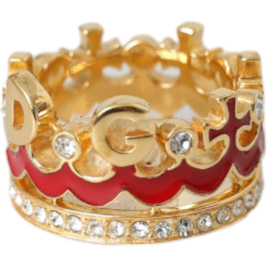 Dolce & Gabbana Gold Tone BrassCrystal Enamel DG CROWN Statement Ring Dolce & Gabbana