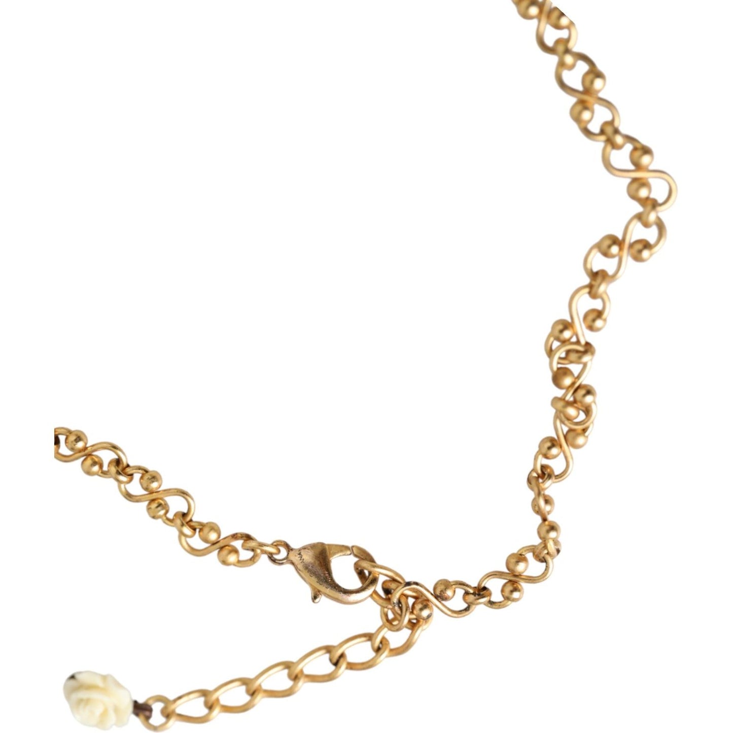 Dolce & Gabbana Gold Brass Chain Sacred Heart Crystal Charm Necklace Dolce & Gabbana