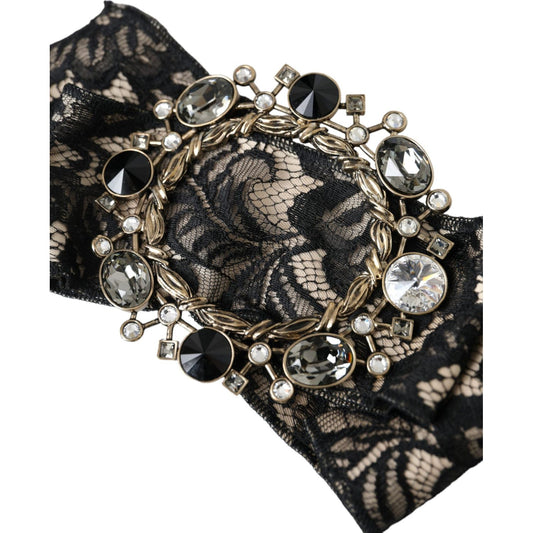 Dolce & Gabbana Black Lace Crystal Handmade Brooch Hair Pin FASHION ACCESSORIES Dolce & Gabbana