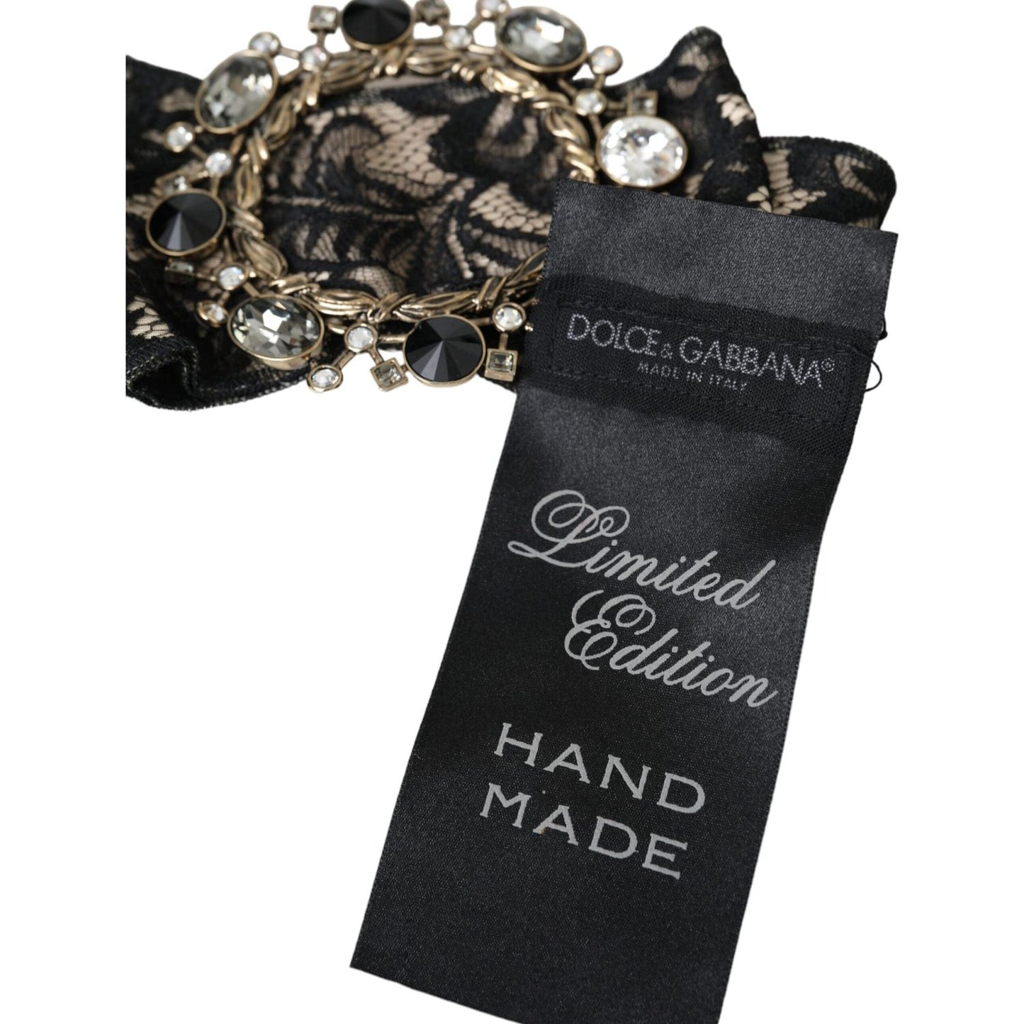 Dolce & Gabbana Black Lace Crystal Handmade Brooch Hair Pin FASHION ACCESSORIES Dolce & Gabbana