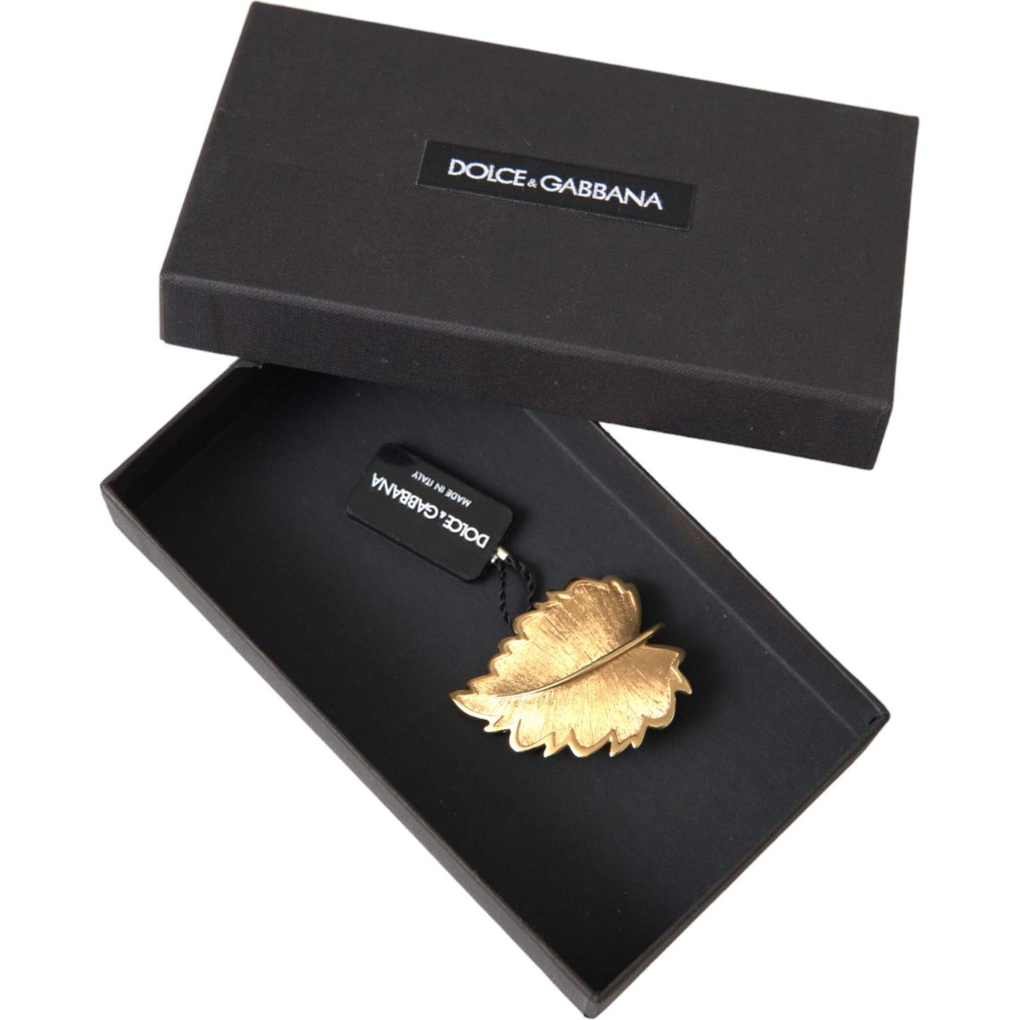 Dolce & Gabbana Gold Brass Leaf Embellished Jewelry Brooch Hair Pin Dolce & Gabbana