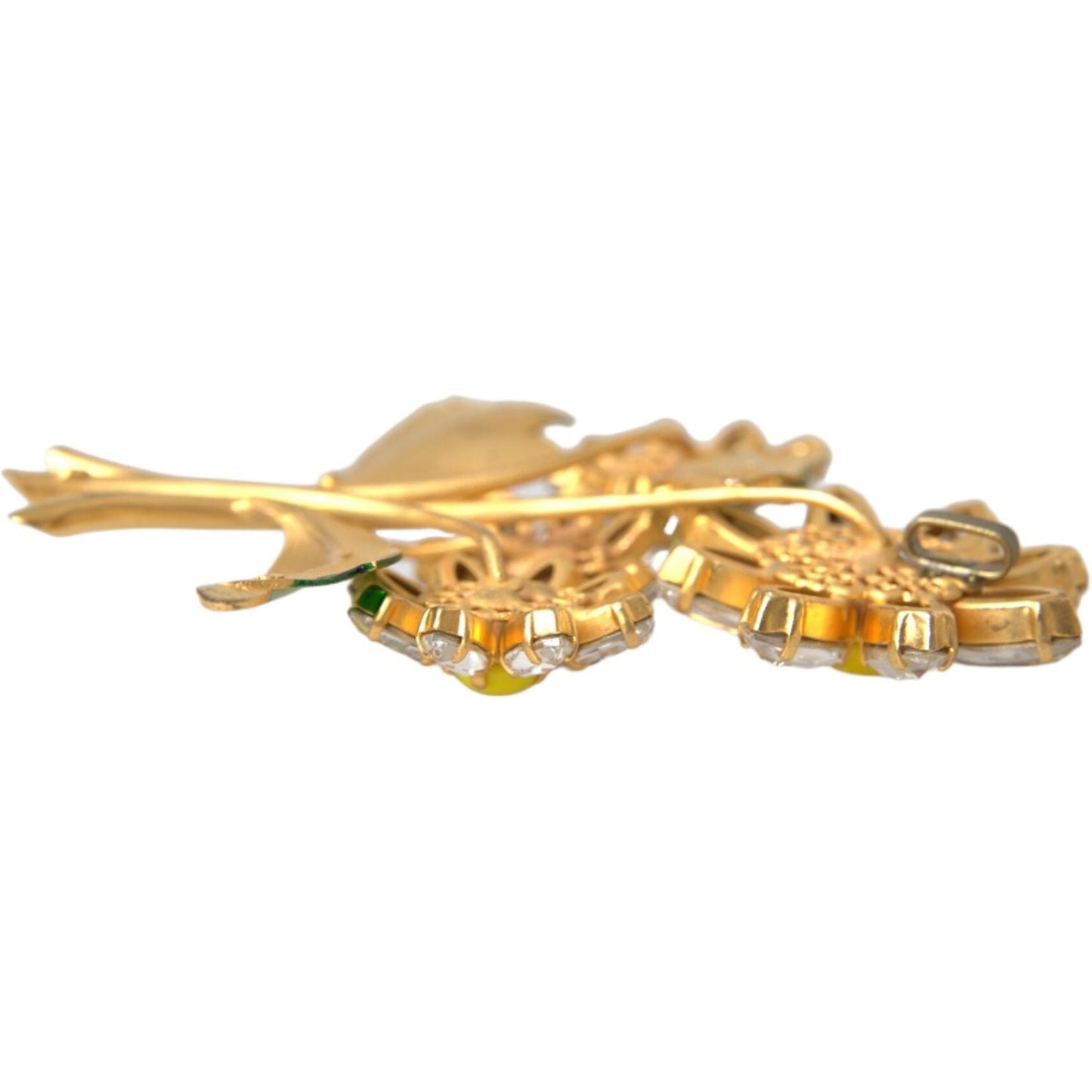 Dolce & Gabbana Gold Yellow Green Filigree Flower Crystals Brooch Pin Dolce & Gabbana