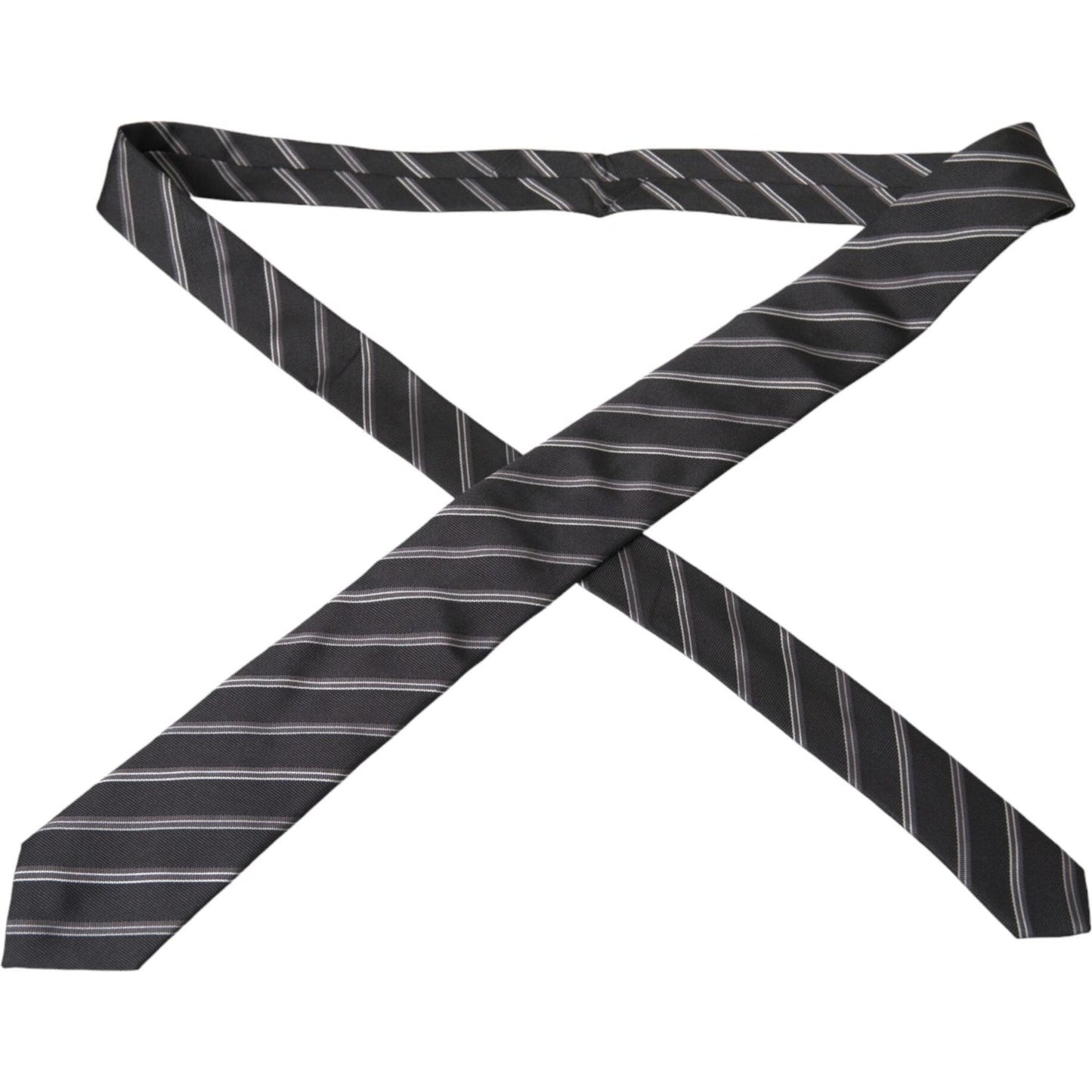 Dolce & Gabbana Black White Stripes Silk Adjustable Tie Dolce & Gabbana