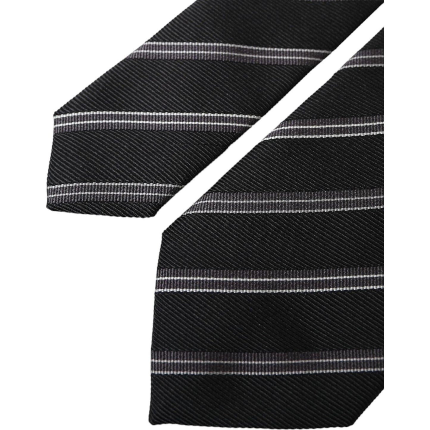 Dolce & Gabbana Black White Stripes Silk Adjustable Tie Dolce & Gabbana