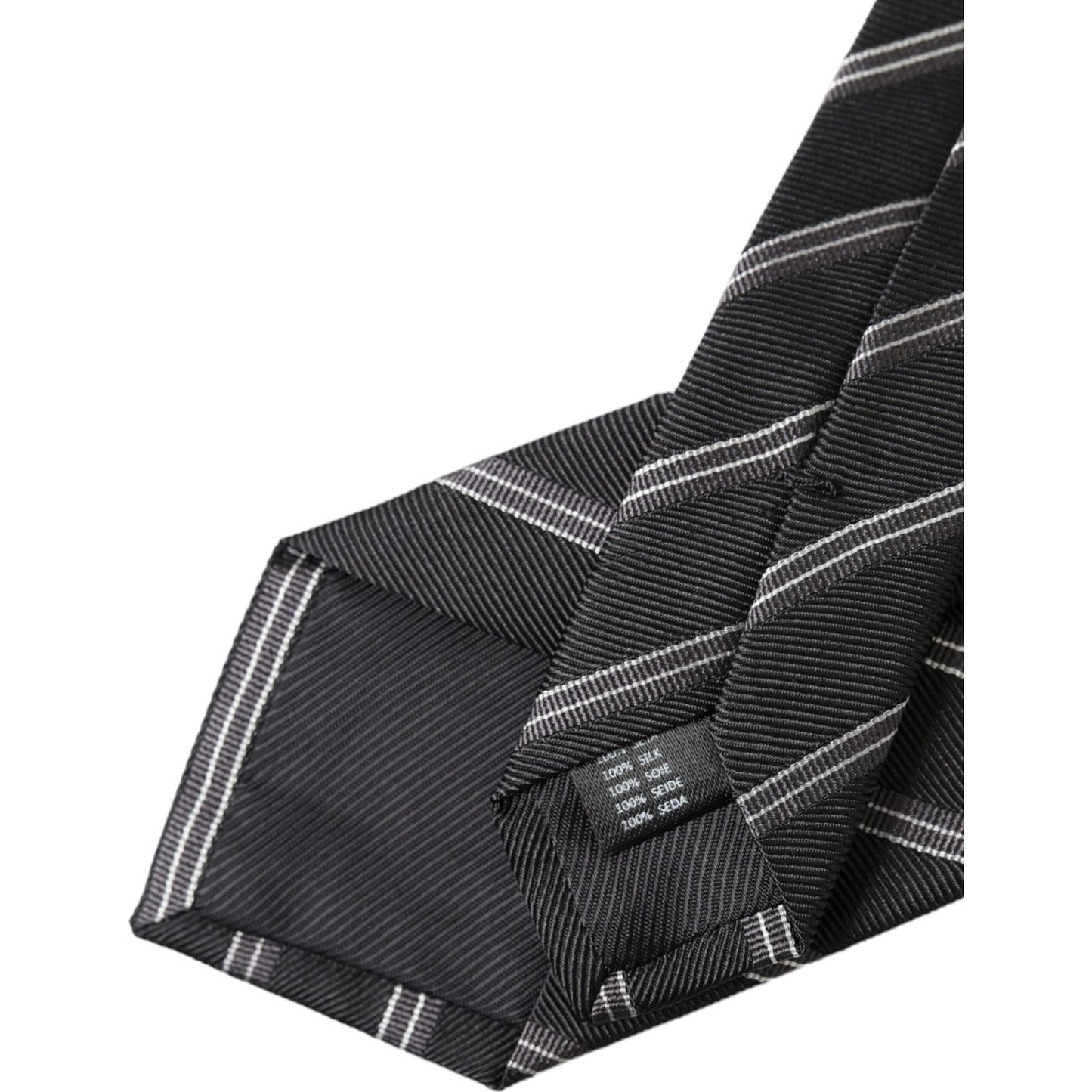 Dolce & Gabbana Black White Stripes Silk Adjustable Tie Dolce & Gabbana