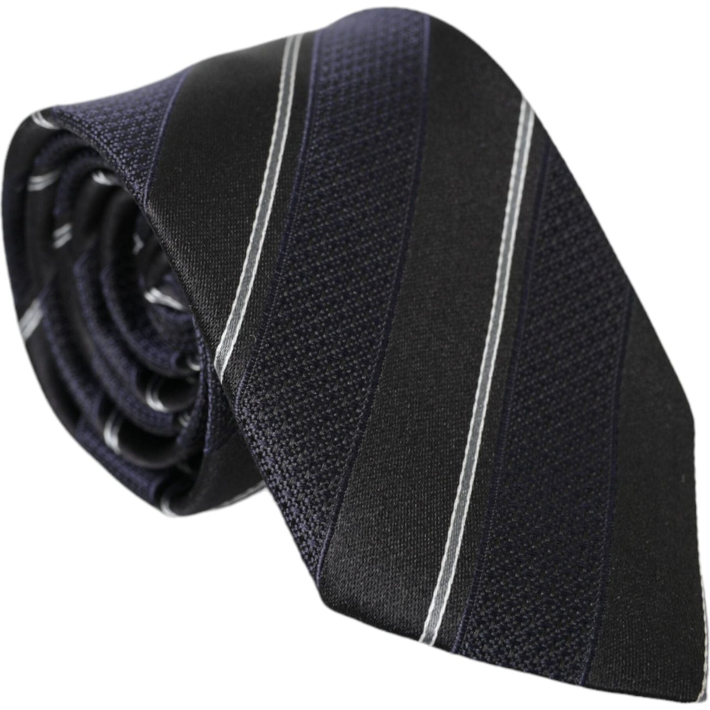 Dolce & Gabbana Black White Stripes Silk Adjustable Tie Dolce & Gabbana