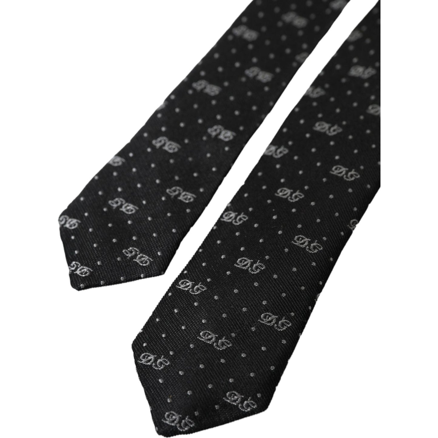 Dolce & Gabbana Black DG Logo 100% Silk Adjustable Tie Dolce & Gabbana