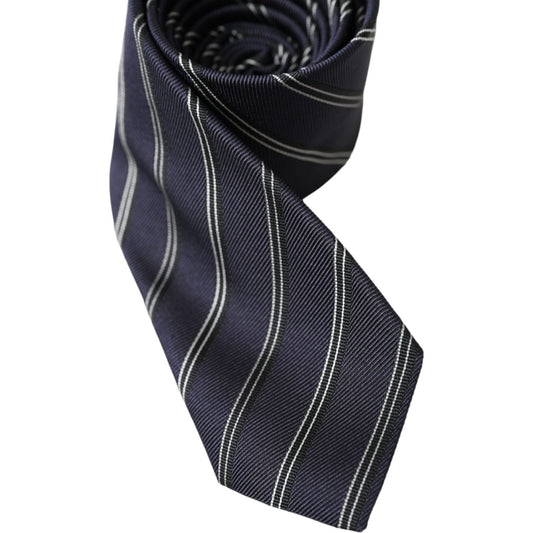 Dolce & Gabbana Black White Stripes Silk Adjustable Tie Dolce & Gabbana