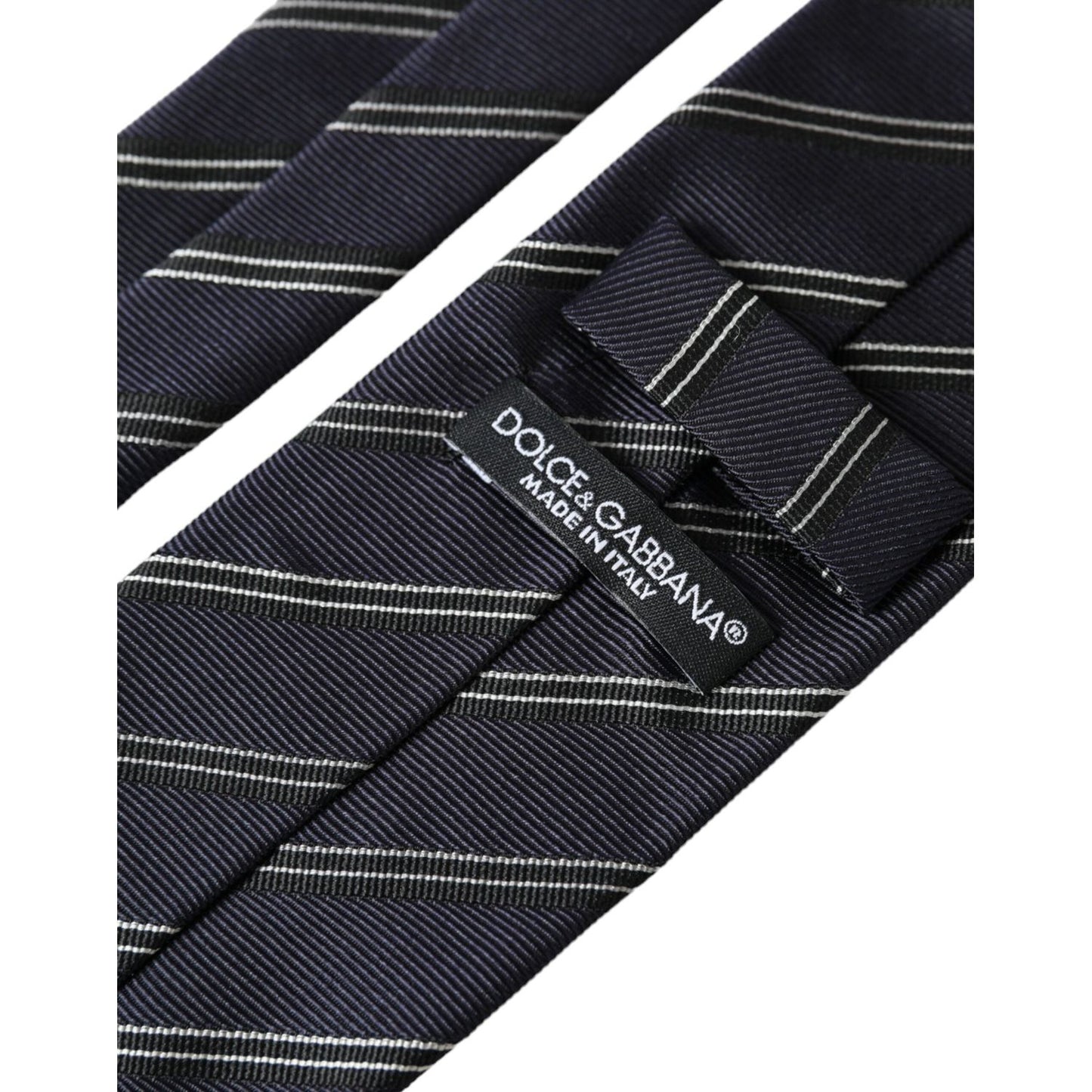 Dolce & Gabbana Black White Stripes Silk Adjustable Tie Dolce & Gabbana