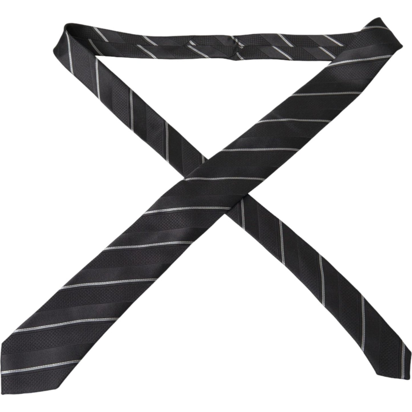 Dolce & Gabbana Black White Stripes Silk Adjustable Tie Dolce & Gabbana