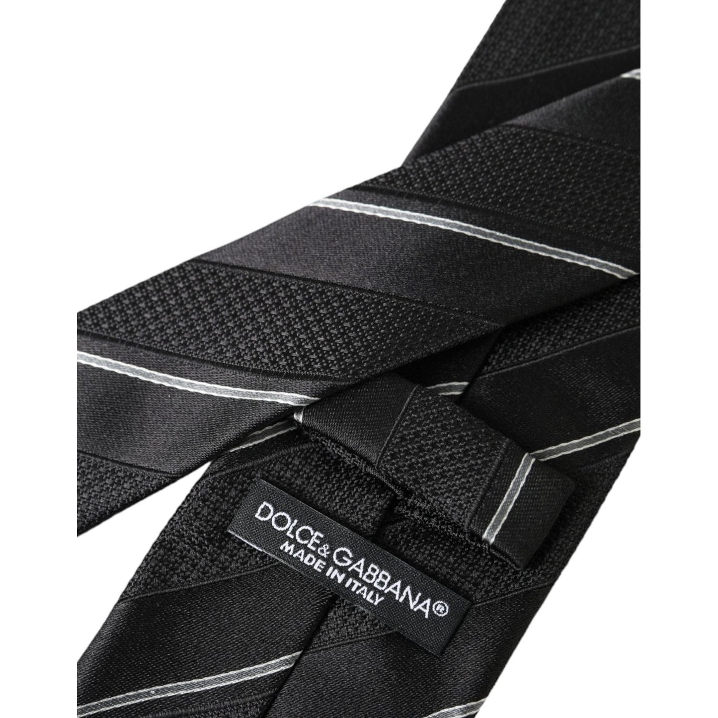 Dolce & Gabbana Black White Stripes Silk Adjustable Tie Dolce & Gabbana