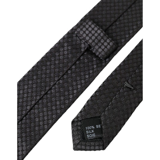 Dolce & Gabbana Black Patterned 100% Silk Adjustable Men Tie Dolce & Gabbana