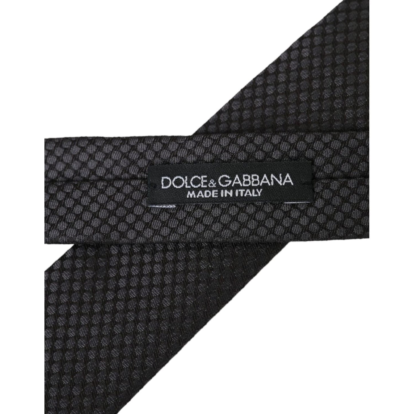 Dolce & Gabbana Black Patterned 100% Silk Adjustable Men Tie Dolce & Gabbana