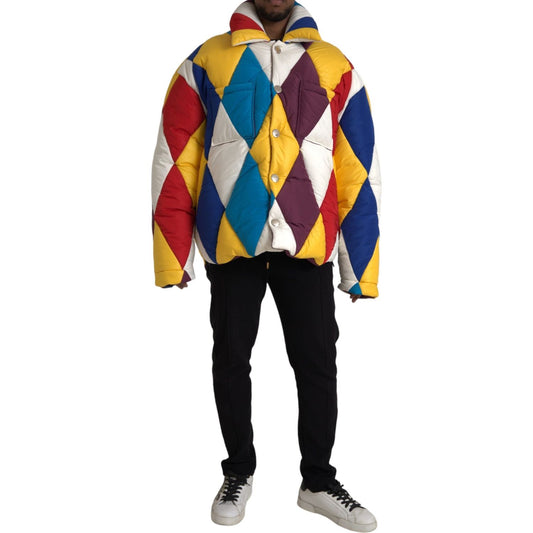 Dolce & Gabbana Multicolor Windbreaker Puffer Jacket Men Dolce & Gabbana