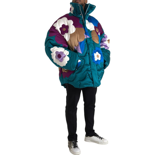 Dolce & Gabbana Multicolor Floral Windbreaker Puffer Jacket Dolce & Gabbana