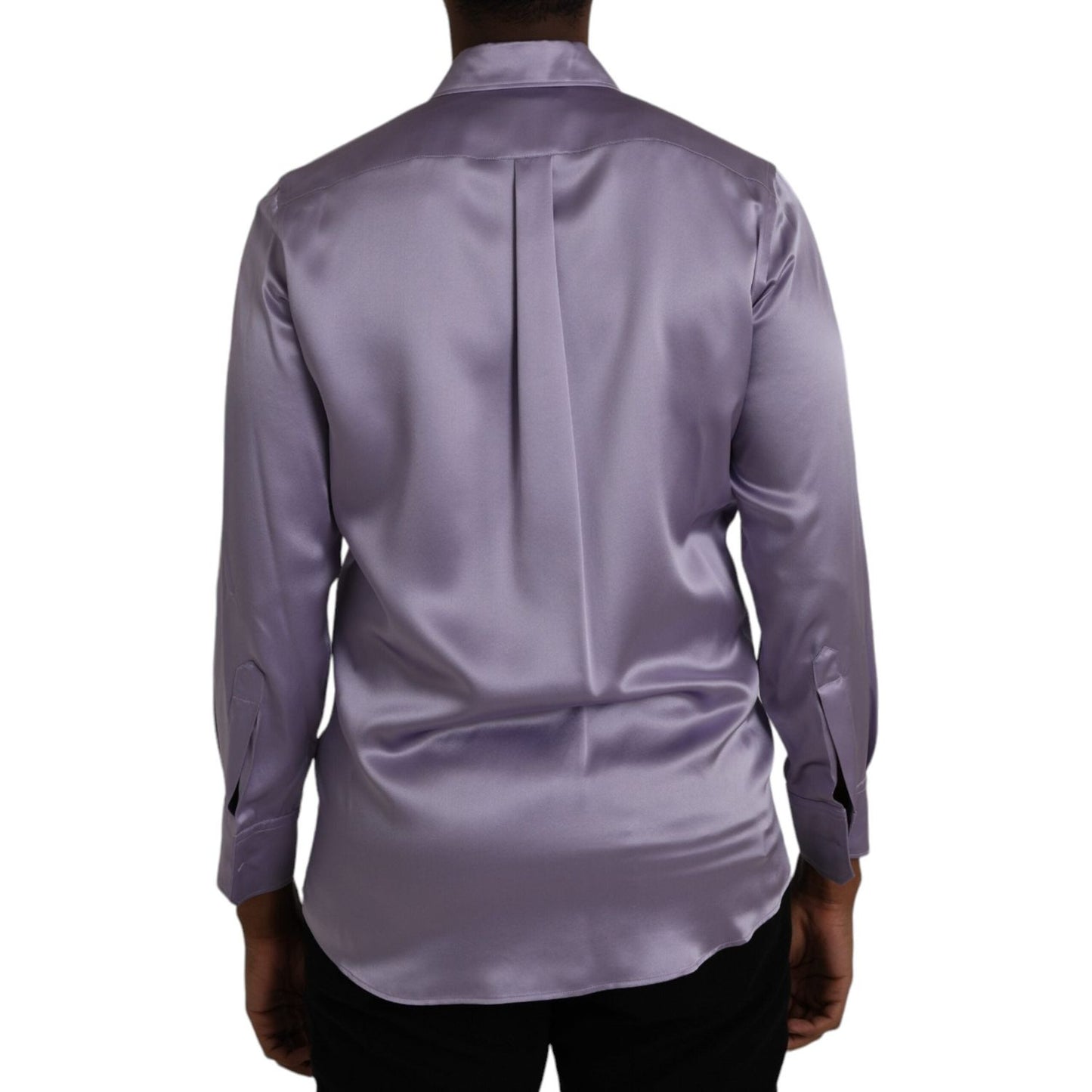 Dolce & Gabbana Purple Satin Silk Formal Dress MARTINI Shirt Dolce & Gabbana