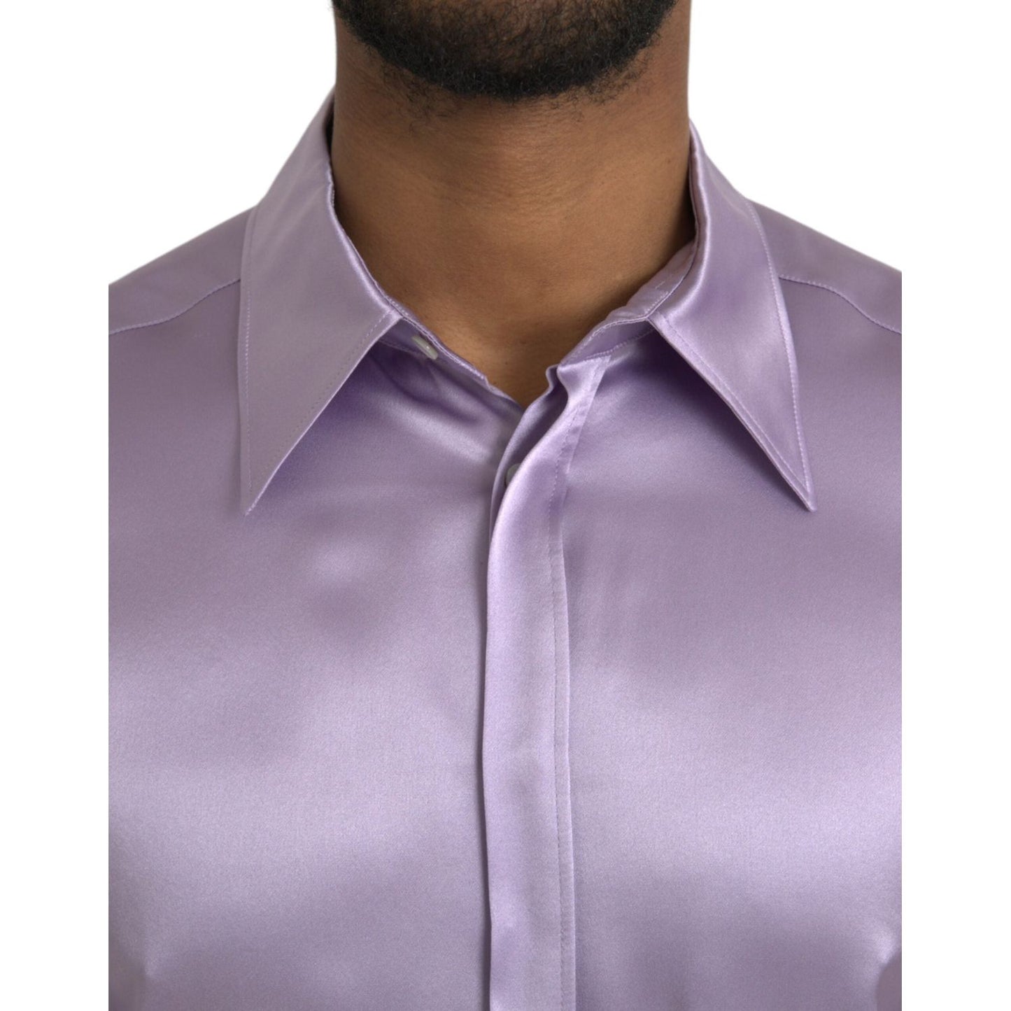 Dolce & Gabbana Purple Satin Silk Formal Dress MARTINI Shirt Dolce & Gabbana