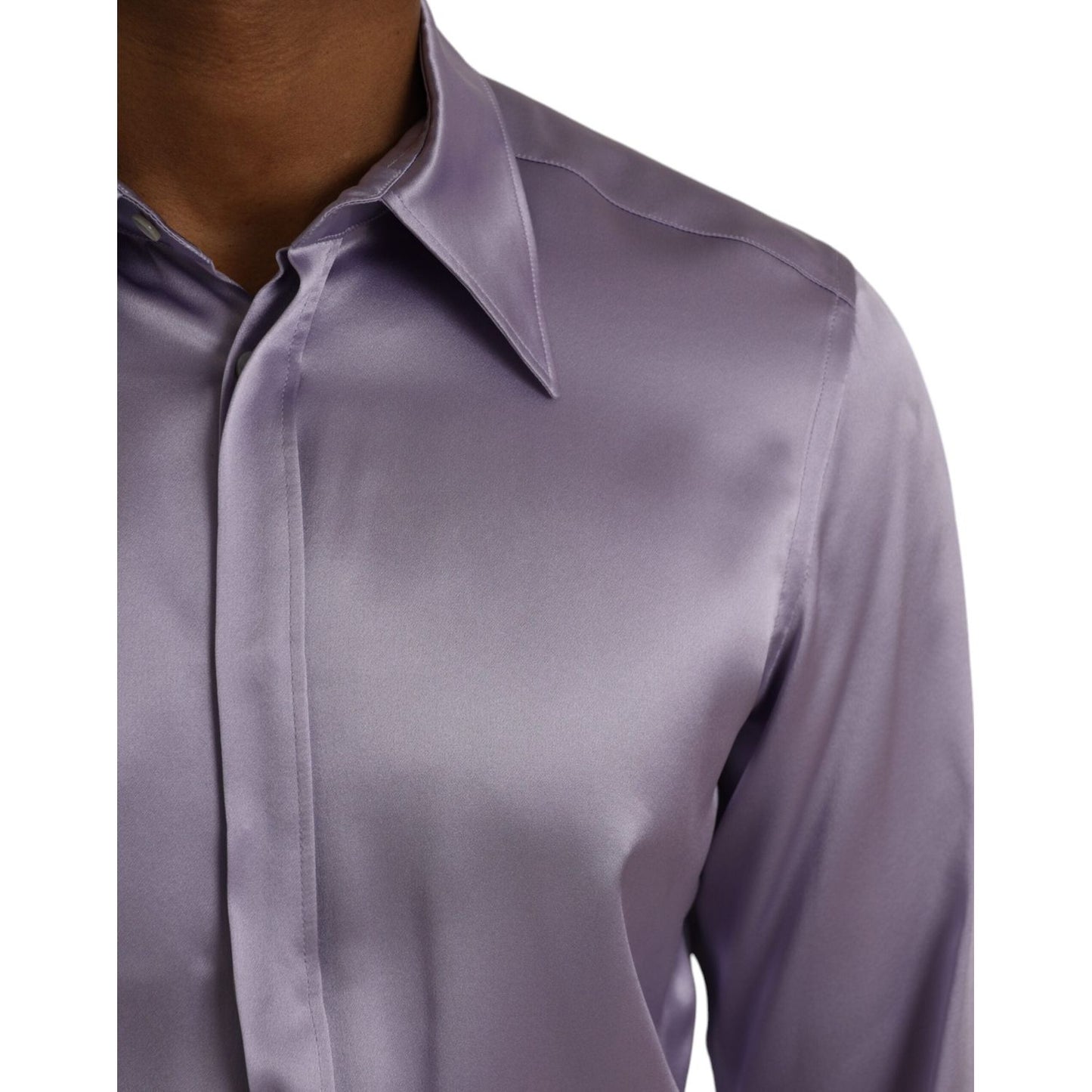 Dolce & Gabbana Purple Satin Silk Formal Dress MARTINI Shirt Dolce & Gabbana