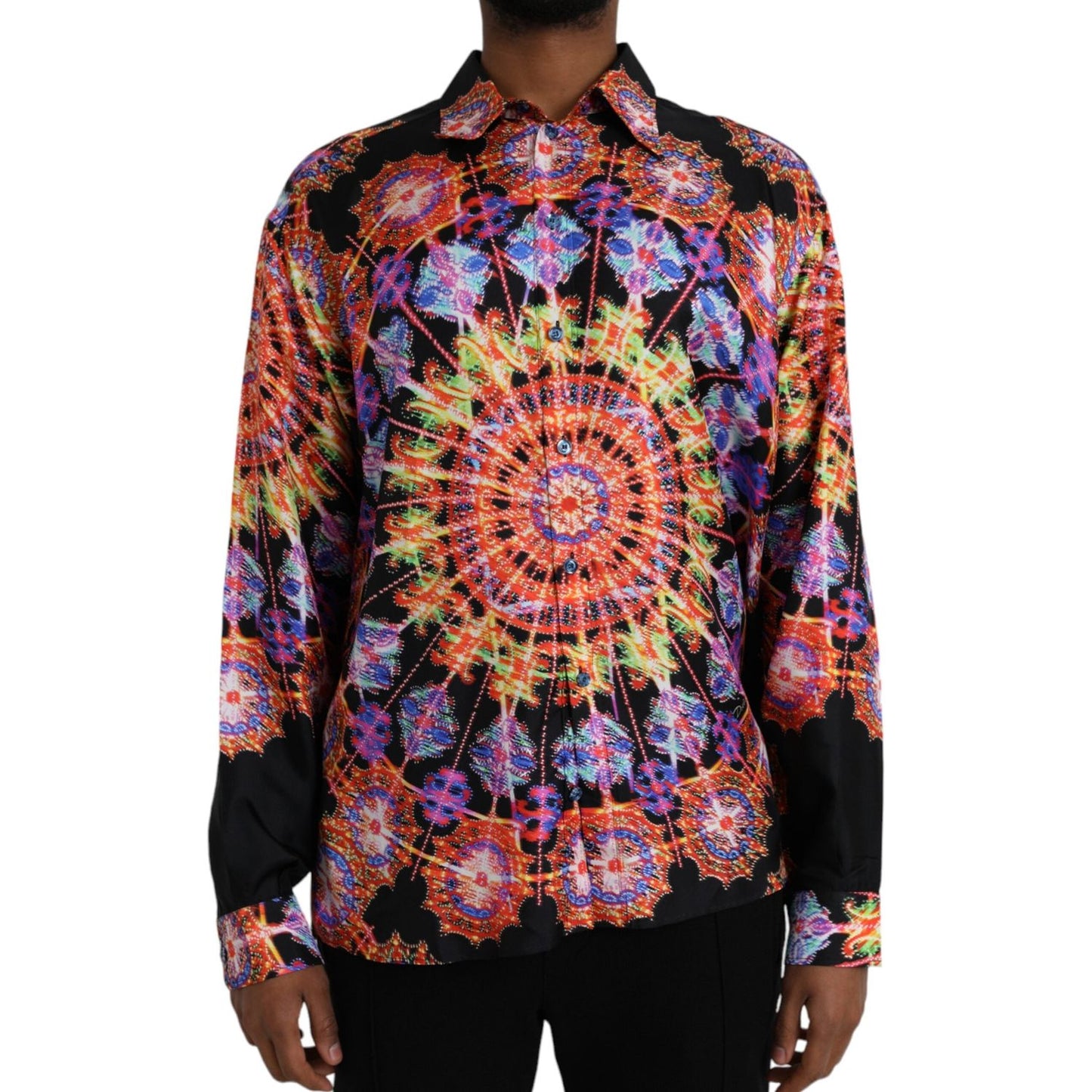 Dolce & Gabbana Multicolor Luminarie Silk Men Casual Shirt Dolce & Gabbana