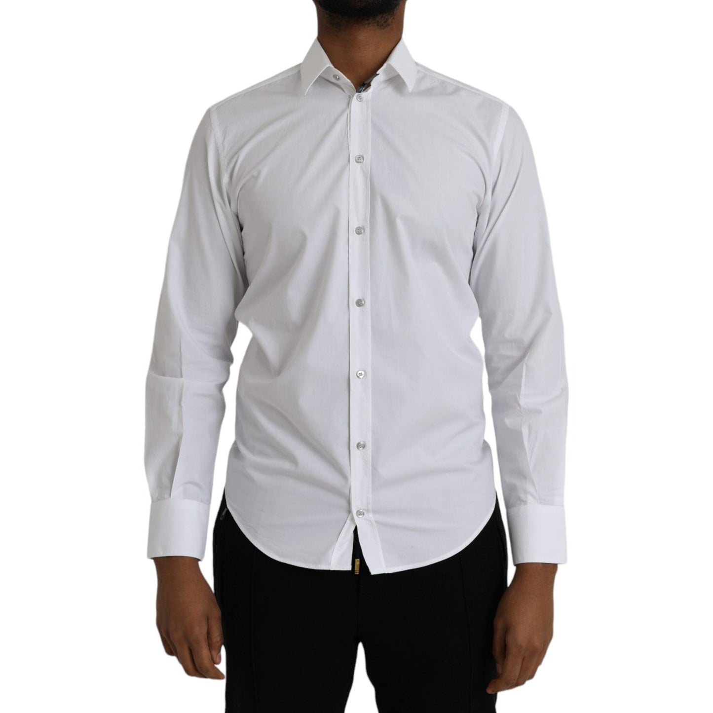 Dolce & Gabbana White Cotton Long Sleeve Dress MARTINI Shirt Dolce & Gabbana