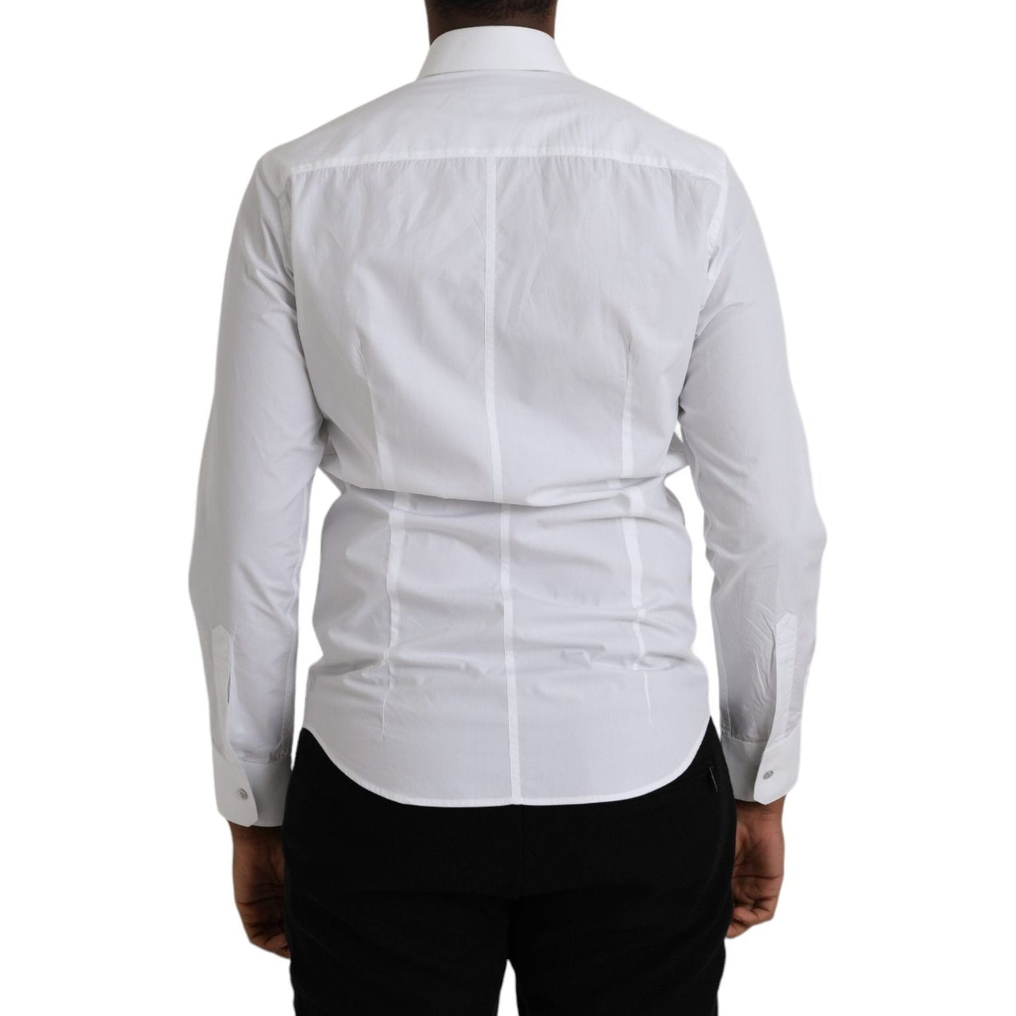 Dolce & Gabbana White Cotton Long Sleeve Dress MARTINI Shirt Dolce & Gabbana