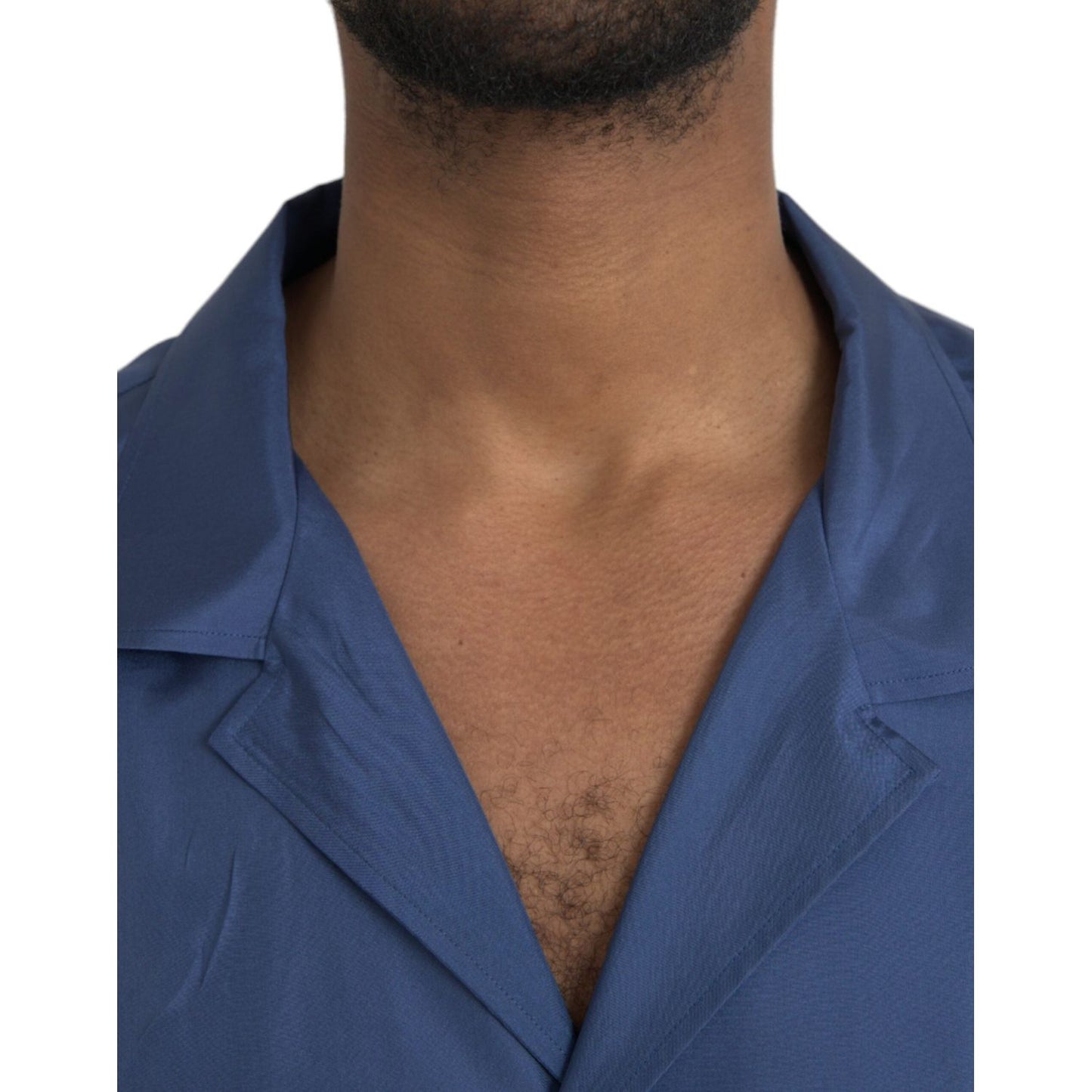 Dolce & Gabbana Blue Silk Long Sleeve Lounge Casual Shirt Dolce & Gabbana