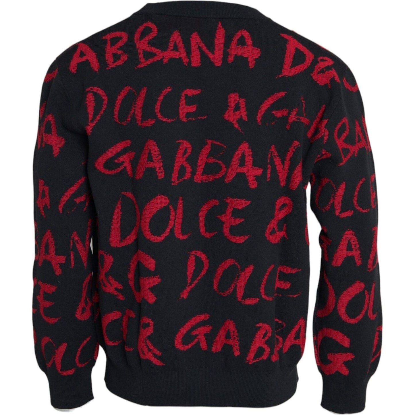 Dolce & Gabbana Black Red Logo Crew Neck Sweatshirt Men Sweater Dolce & Gabbana