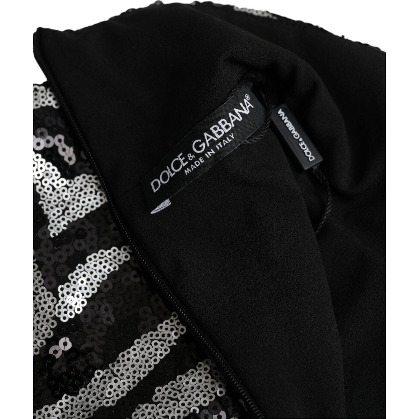 Dolce & Gabbana Black Silver Sequined Polyester Sweater Dolce & Gabbana