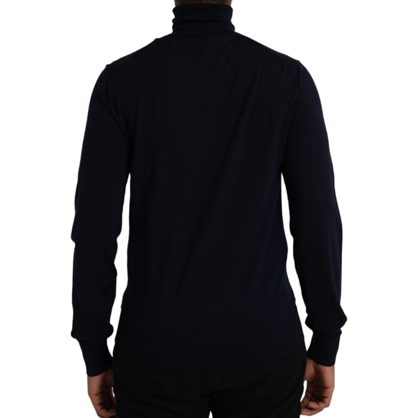 Dolce & Gabbana Blue Wool Crown Turtleneck Pullover Sweater Dolce & Gabbana