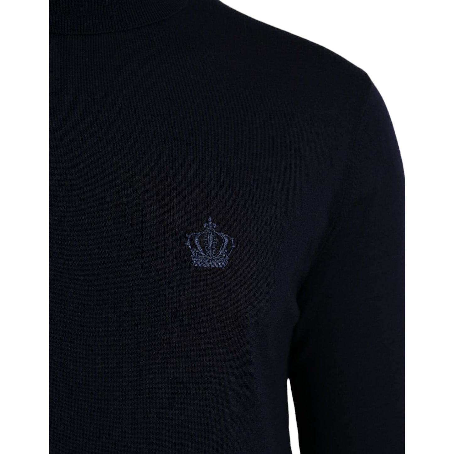 Dolce & Gabbana Blue Wool Crown Turtleneck Pullover Sweater Dolce & Gabbana