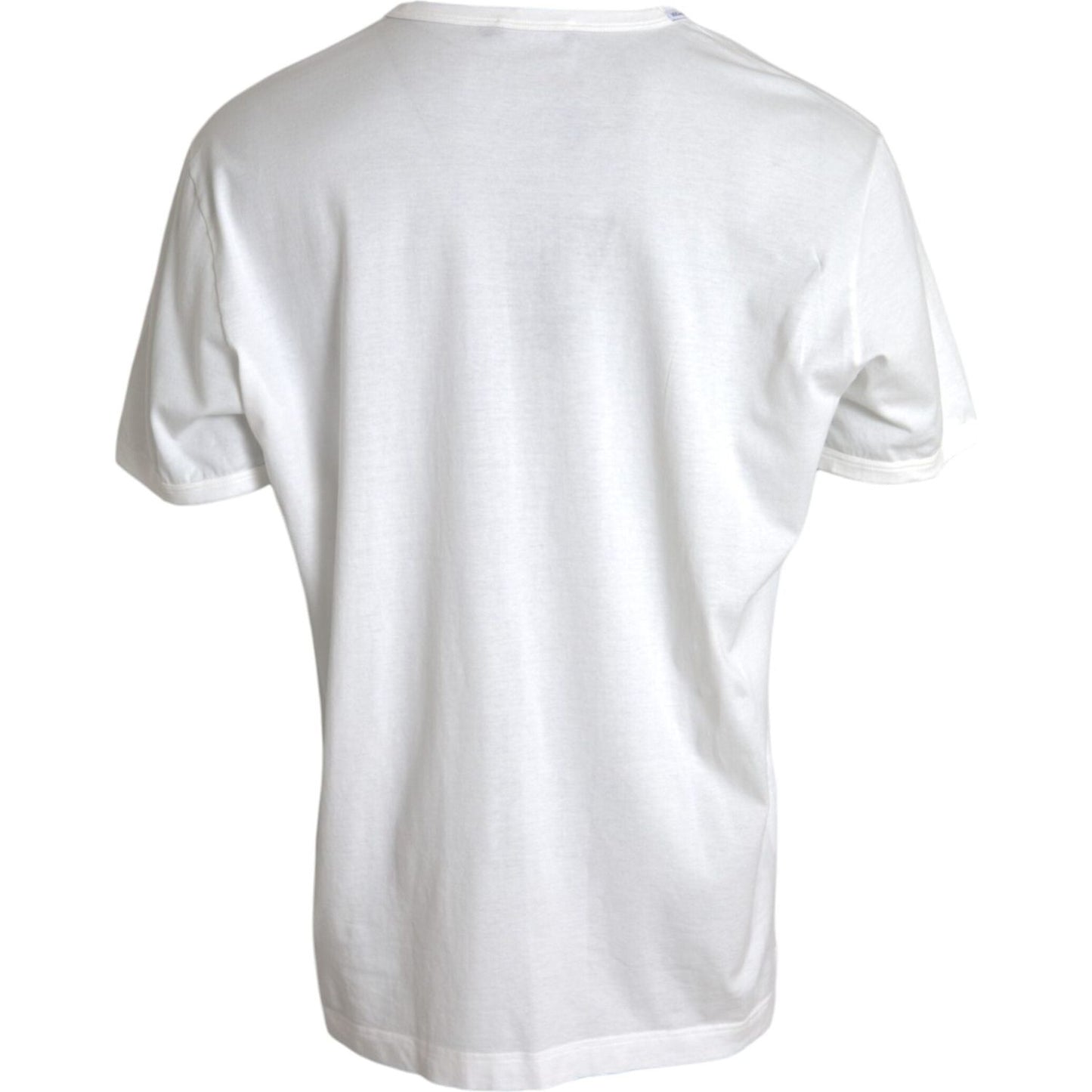 Dolce & Gabbana White Logo Embossed Cotton Crewneck T-shirt Dolce & Gabbana