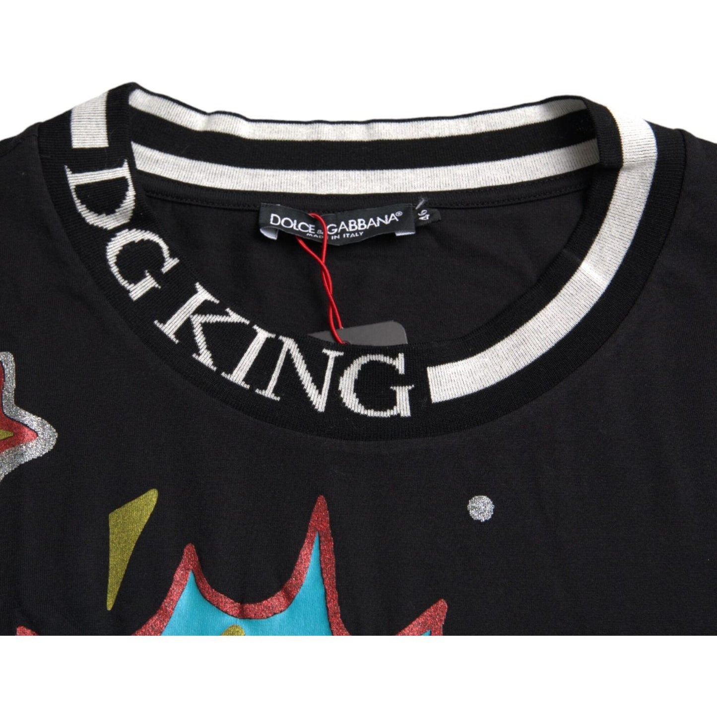 Dolce & Gabbana Black Cotton Graphic Print Crewneck T-shirt Dolce & Gabbana