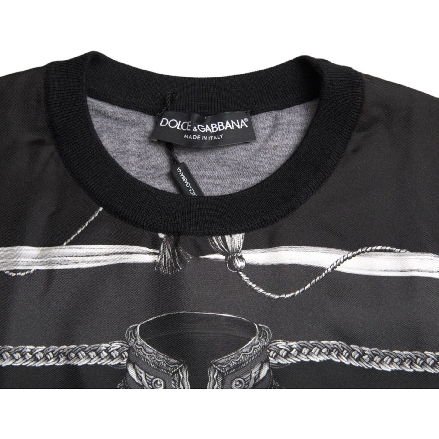 Dolce & Gabbana Black Cashmere Silk Jacket Print T-shirt Dolce & Gabbana