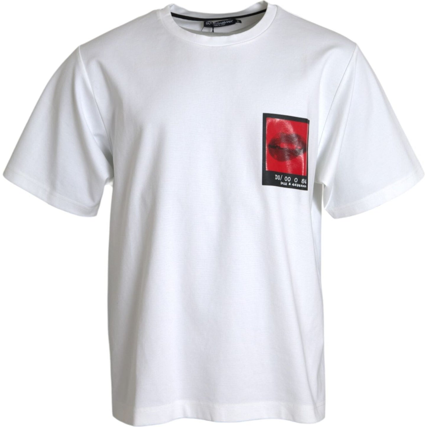 Dolce & Gabbana White Red Lips Print Cotton Men T-shirt Dolce & Gabbana