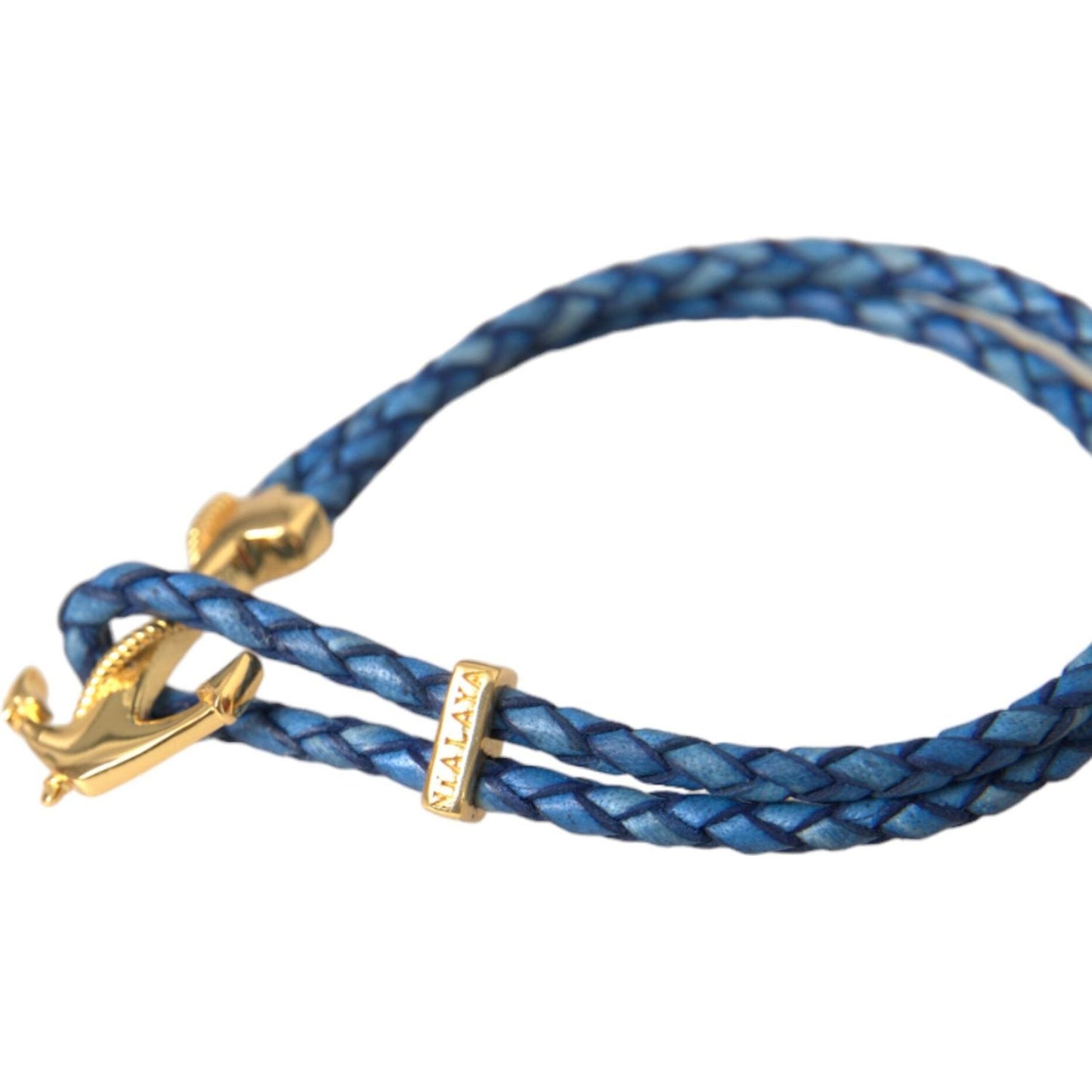 Nialaya Blue Gold Anchor 925 Silver Charm Bracelet Mens Nialaya