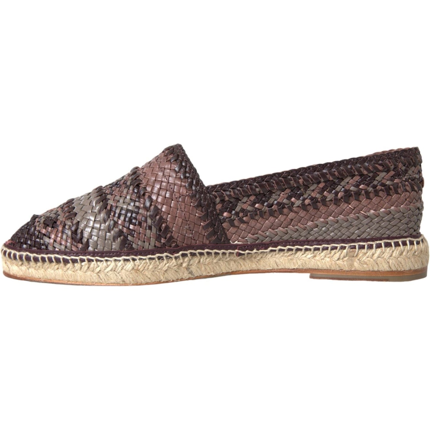 Dolce & Gabbana Brown Buffalo Leather Espadrille Flats Shoes Dolce & Gabbana