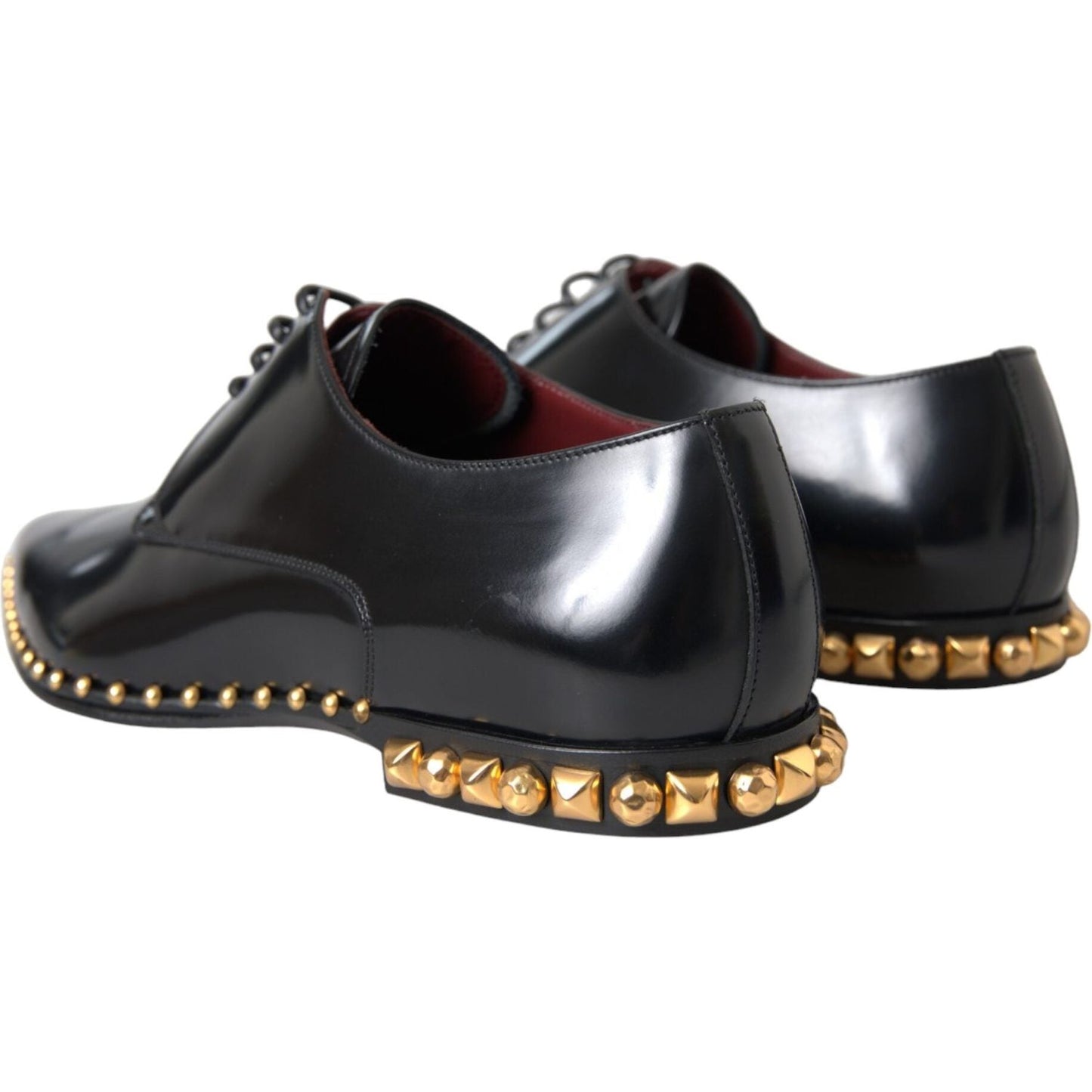 Dolce & Gabbana Black Leather Gold Studded Derby Dress Shoes Dolce & Gabbana