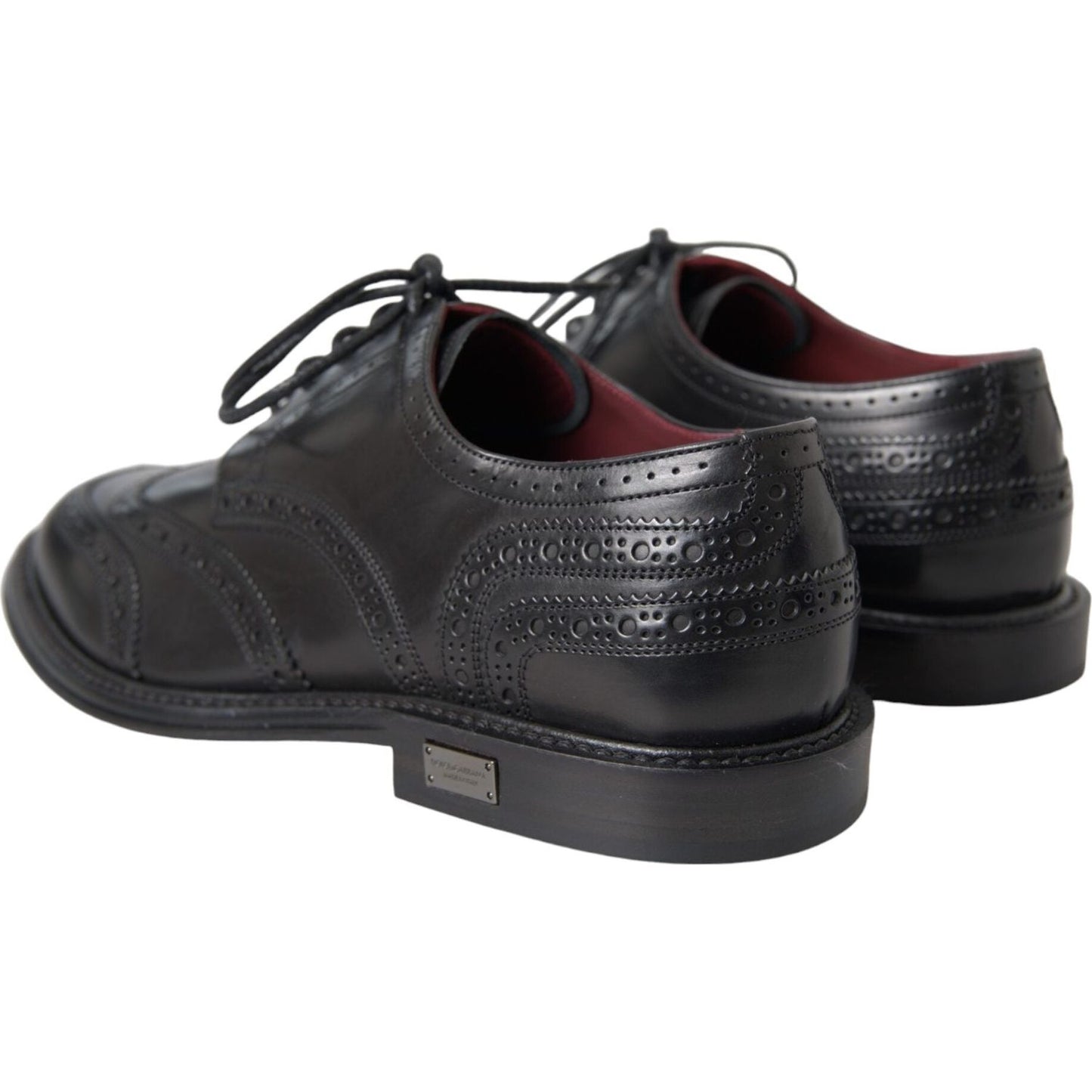 Dolce & Gabbana Black Leather Oxford Wingtip Formal Men Shoes Dolce & Gabbana