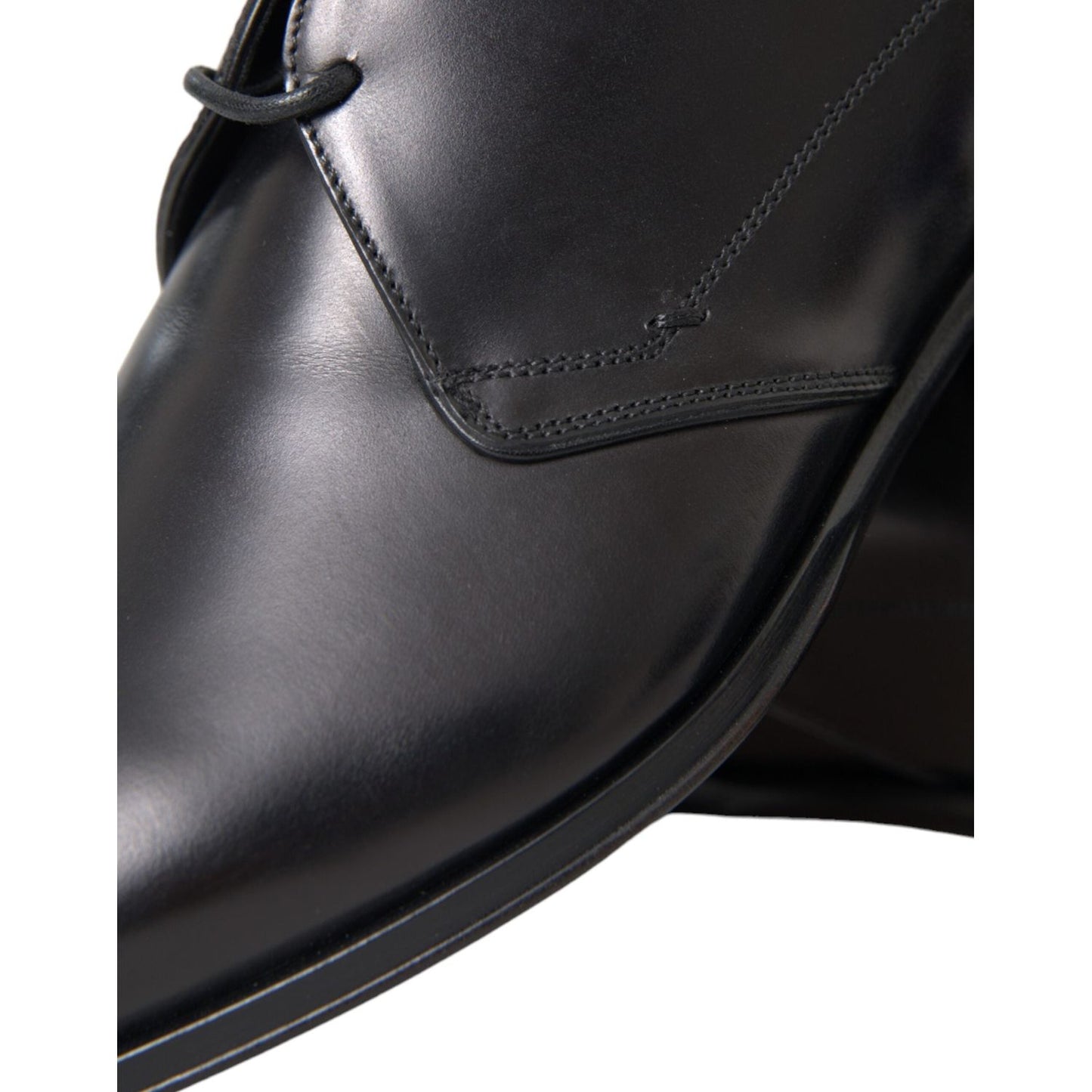 Dolce & Gabbana Black Leather Derby Formal Dress Men Shoes Dolce & Gabbana