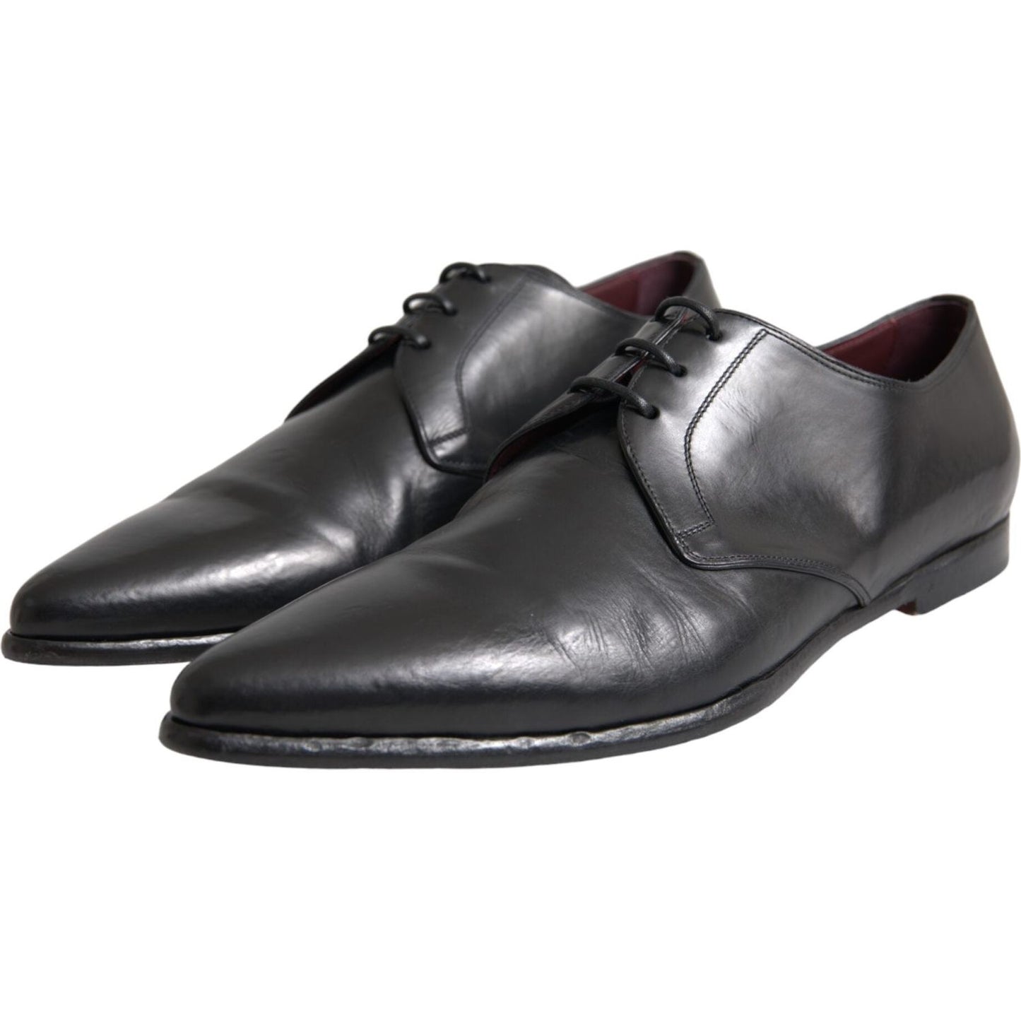 Dolce & Gabbana Black Leather Derby Formal Dress Men Shoes Dolce & Gabbana