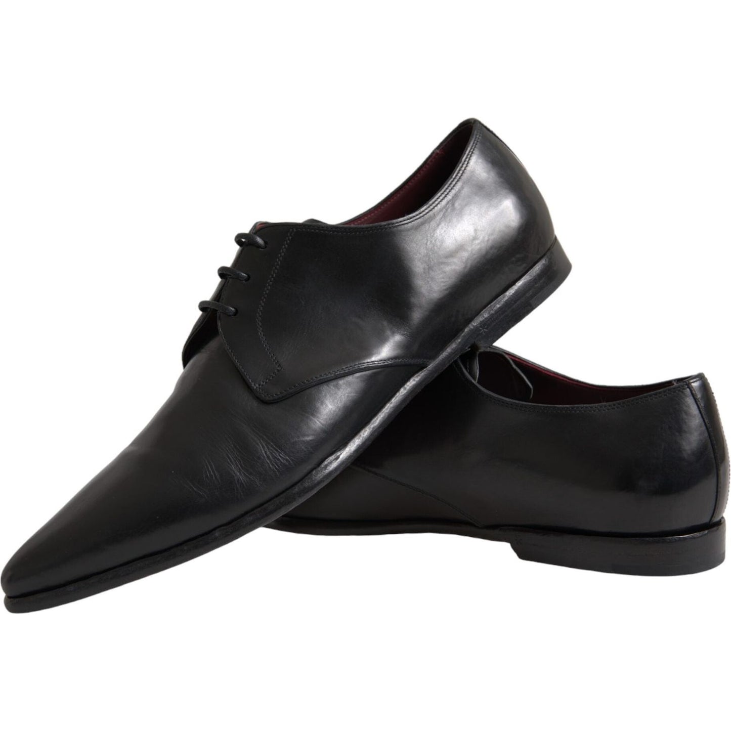 Dolce & Gabbana Black Leather Derby Formal Dress Men Shoes Dolce & Gabbana