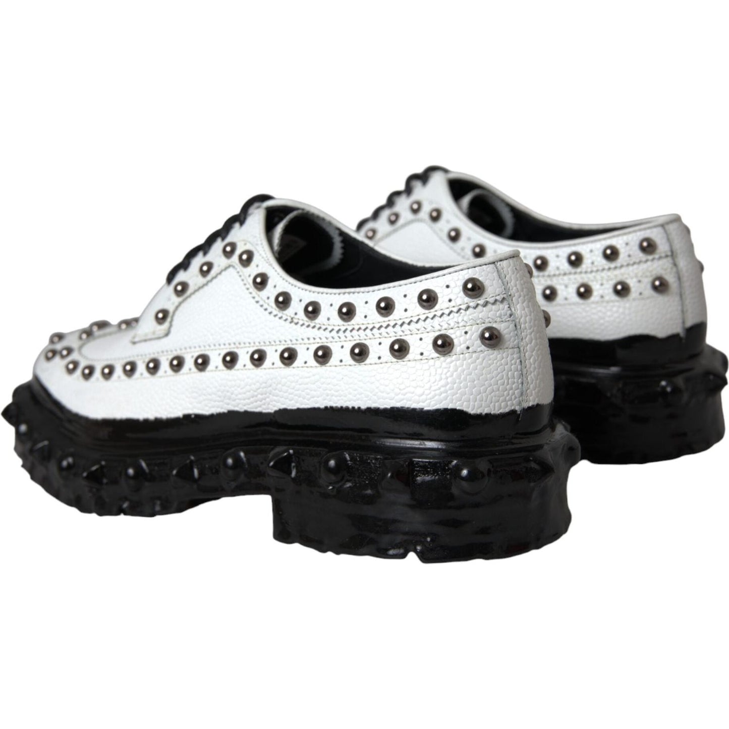 Dolce & Gabbana Black White Embellished Derby Formal Shoes Dolce & Gabbana