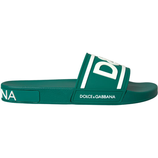 Dolce & Gabbana Green White Sandals Rubber Beachwear Shoes Dolce & Gabbana